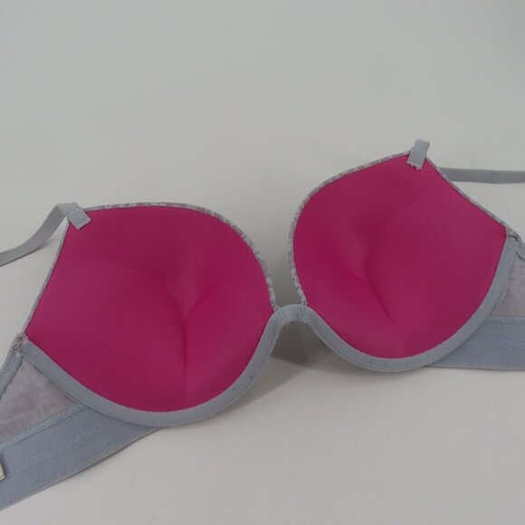 PINK Victorias Secret 34D Bra Wear Everywhere Super Push Up Gray Leopard Mesh - Picture 7 of 15